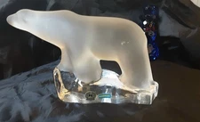 Reijmyre Hand Blown Frosted Glass Swedish Art Glass Polar Bear W Labels