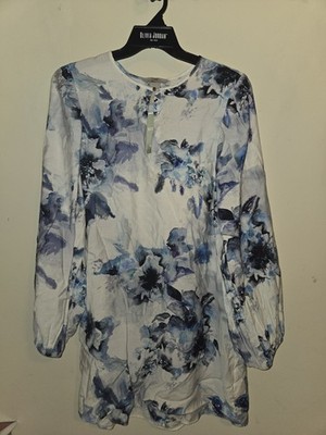 ALLISON DALEY  FLORAL HALF WAY BUTTON  DOWN BLOUSE 3/4 SLVS 100% POLYESTER 