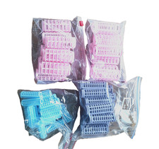 Vintage Hair Roller 3 Sizes Large Lot 45 Goody 1", 3/4, 1/2" pink, purple, blue