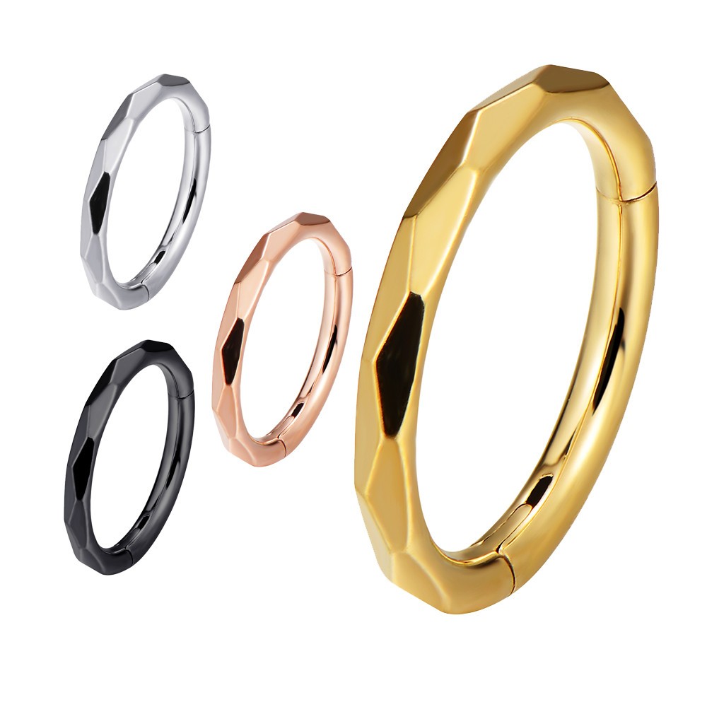Anillo Clicker Piercing Corte Muescas 1,2 mm Plata Oro Rosa Oreja Tabique Hélice