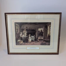 Frederick Daniel Hardy Print "The Foreign Guest" Framed Victorian Art Realism GC