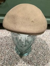 Cappello Derby beige lana golf cabbie newsboy berretto crociera grande 22,5" cinema