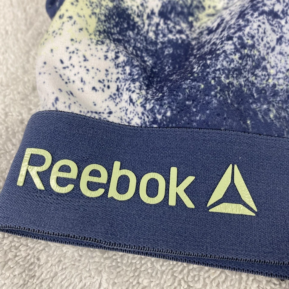 Reebok Sports Bra Womens Small Blue Yellow Strappy Back Athletic Gym Training S - Image 2 of 4