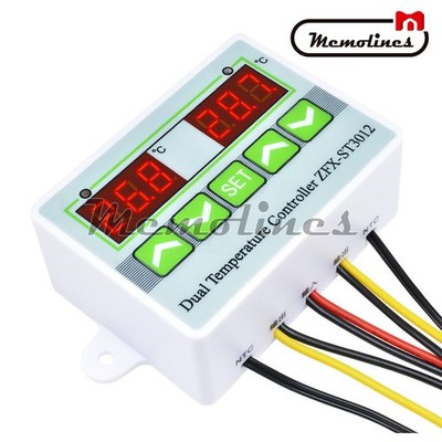 ST3012 24V Dual Digital Temperature Controller Microcomputer Thermostat Switch #
