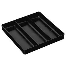 Stackable Home, Office Workshop Tray in Black with 3 Compartments