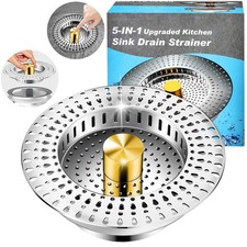 Kitchen Sink Drain Strainer, 18/8 Stainless Steel, Sink Stopper Kitchen Drain