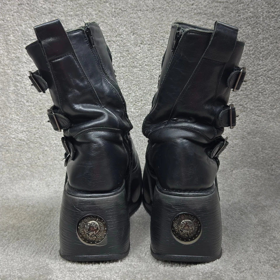 New Rock Boots Mens 12 (11.5") Black Metallic Biker Platform Gothic Rocker 373 - Image 4 of 4
