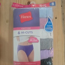 Hanes Tagless Hi-Cuts Cotton Panties 6 Pack Multicolor Size 8