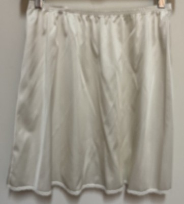 Vintage Adonna Mini Half Slip Lingerie White Nylon w/ Lace Medium 18  USA