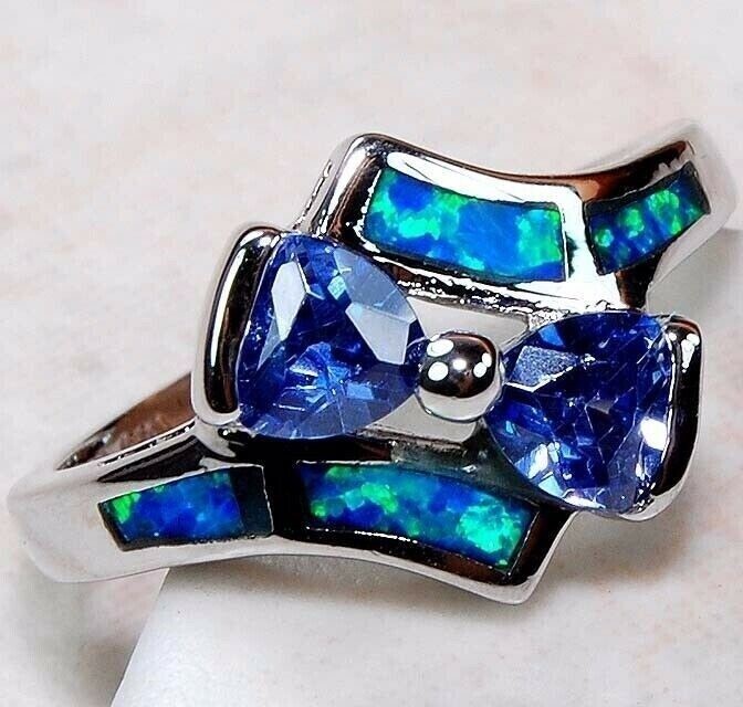 Australian Opal Inlay 925 Solid Genuine Sterling Silver Ring Sz 7 GA4-8