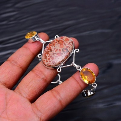 Asteroid Jasper Gemstone 925 Sterling Silver Handmade  Bracelet Approx - 7-8''