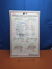  Minnesota Twins Vs Baltimore Orioles Camden Yards Line Up Card Autographs 2007