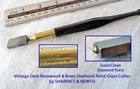 Vintage Dark Rosewood & Brass Diamond Tipped Glass Cutter by SHARRATT & NEWTH