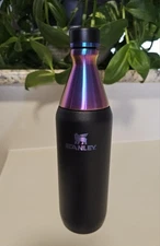 STANLEY All Day Slim Bottle 20 Oz Twist off Lid with Leakproof Seal Black Chroma