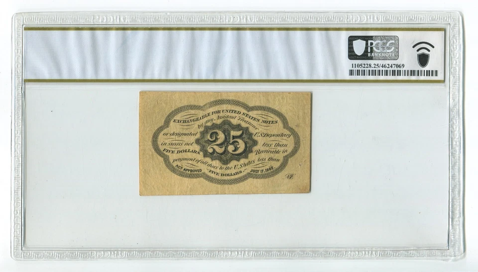 25c First Issue Fractional Currency PCGS Banknote #fr. 1281 VF25 GR9 - Image 2 of 2