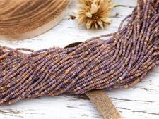 10/0 Aged Matte Lavender Medley Picasso Mix Czech Glass Seed Beads (21" Strand)
