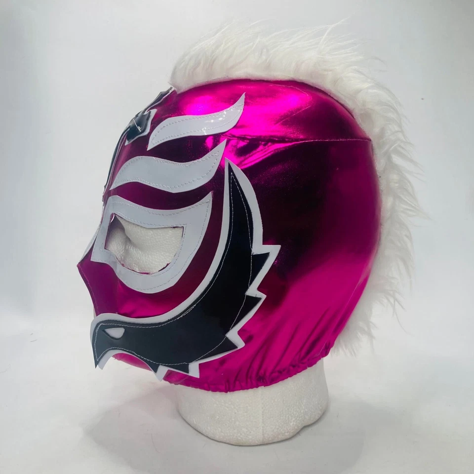 Máscara pulóver Ry Mysterio hecha a mano para niños lucha libre Lucha ajuste rosa spandex y negro Foto 3 de 4