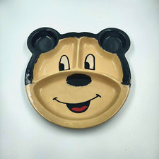 Mickey Mighty Mouse Ceramic Hand Painted Childrens Divided Plate 5 Compartments