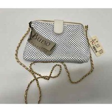 VTG Stunning White Chain Mesh Handbag, 1980s, Gold Chain Strap Bueno. NWT