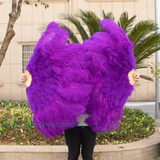 Colourful Ostrich Feathers Fan Party Celebration Belly Dance Show 13 Bones Fan
