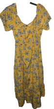 Shein Curve Dress Women's 3XL Yellow Floral Puff Short Sleeve