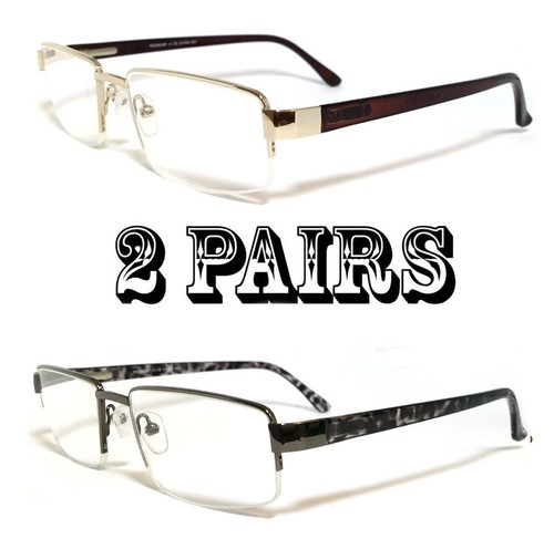 Gafas de lectura Premium Man marco de metal semi sin montura lentes transparentes templos de resorte - Imagen 16 de 18