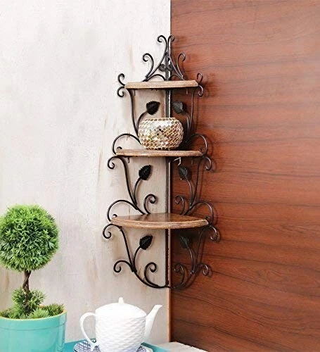 Wooden corner 2024 shelves living room