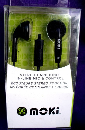 MOKI Stereo Earphones In-line Mic & Control Black