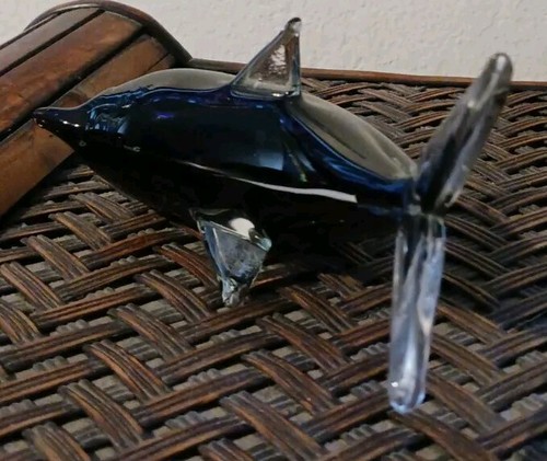 Black Clear Art Glass Killer Whale Orca Figurine 6.75 In - Picture 6 of 6