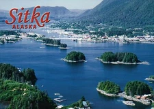 Sitka Sound Alaska Little Islands in the Bay AK, Bridge, Harbor Boats - Postcard