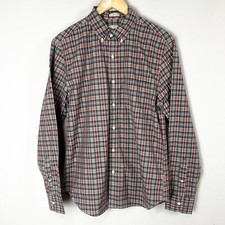 J. Crew Button Down Shirt Slim Secret Wash Cotton Poplin Plaid Size Medium BJ747