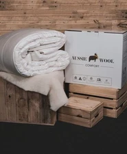 625GSM Aussie Wool Comfort 3-BLANKET WARMTH Hand Crafted Wool Quilt|Doona|Duvet