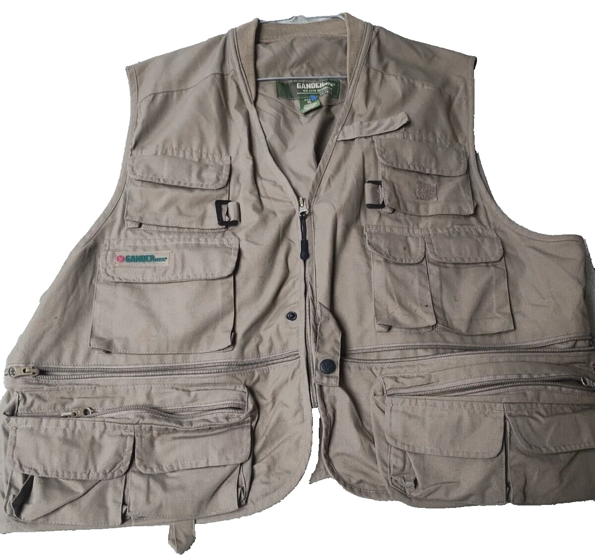 Gander Mountain Mens Fly Fishing Vest Hunting Multi Pocket Khaki XL NWOT Khaki