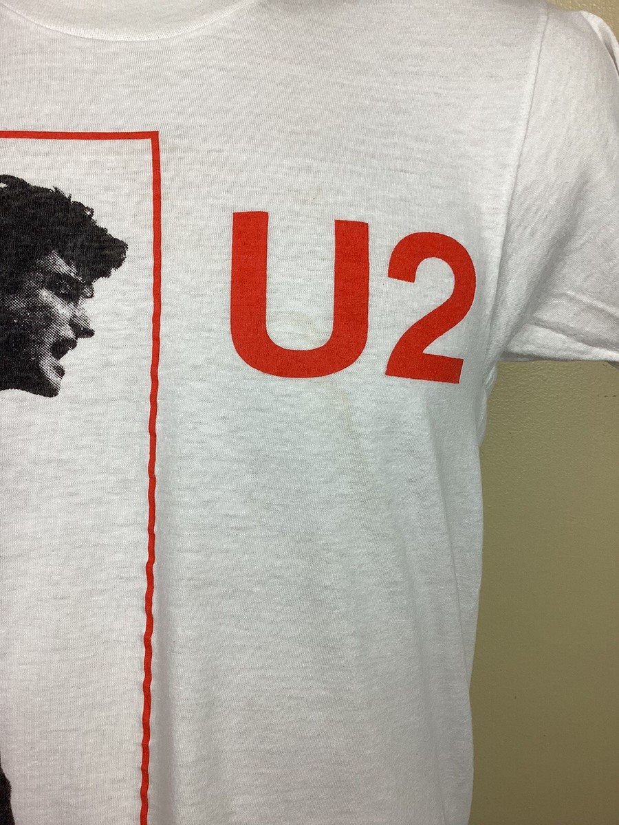 Vtg Early 80s U2 Bono T-Shirt White S/M Screen Stars New Wave Rock