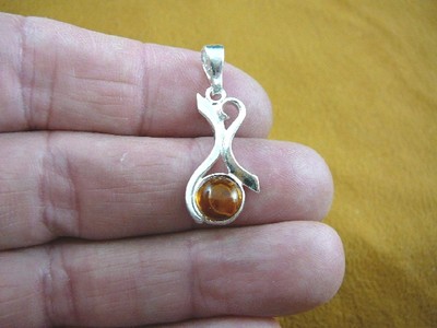 (P22-34) Orange Baltisches BERNSTEIN Polen .925 Sterling SILBER Bandwirbel ANHÄNGER