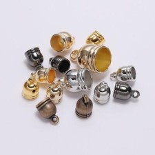 50pcs Tassel End Bead Caps Leather Cord Crimps Stopper for Jewelry Making 7-14mm