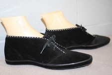 8 N NOS Keds Vtg 70s ANKLE BOOTS Black Faux Suede BOOTIE Shoes Sneaker Flats