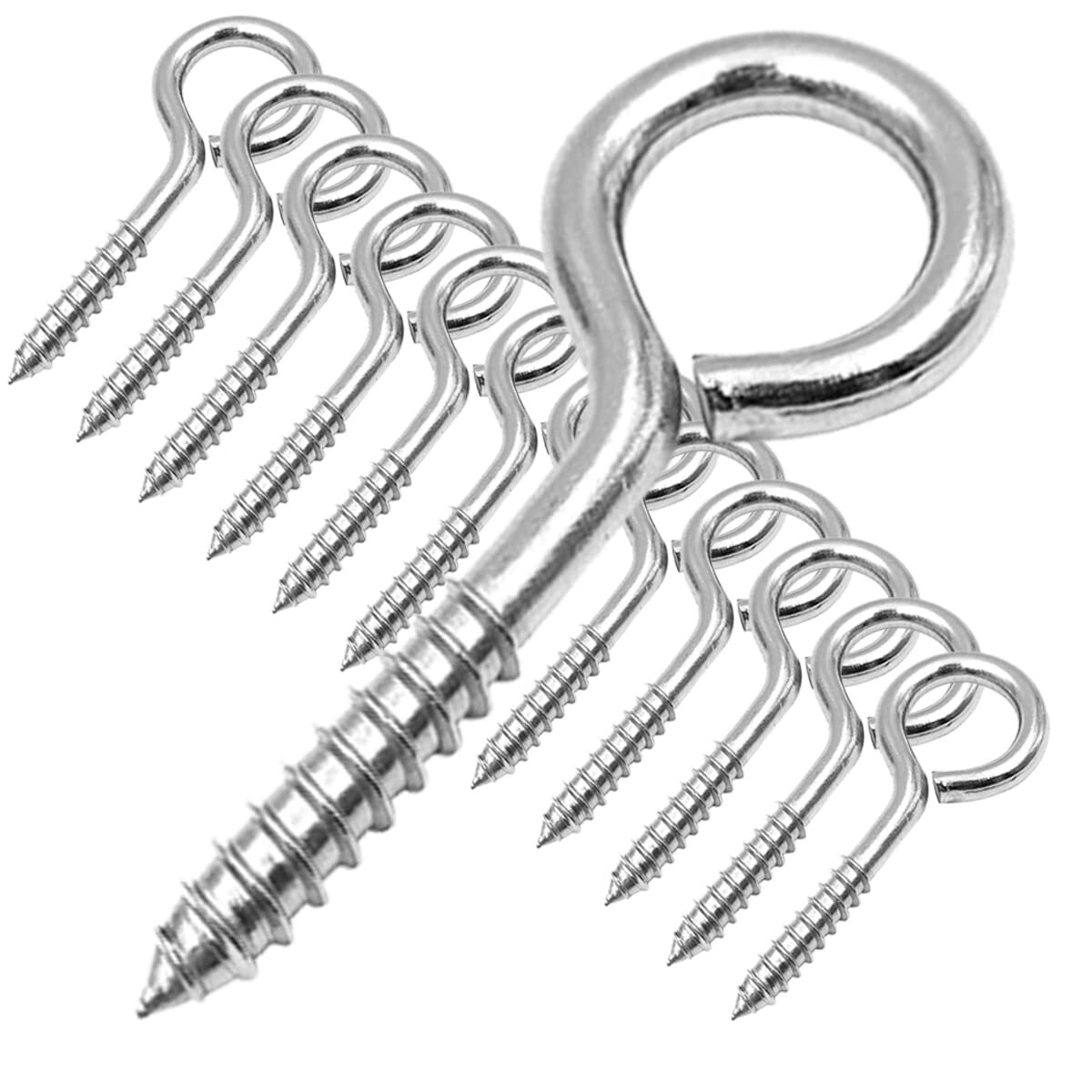 10 x HEAVY DUTY SCREW IN EYE HOOKS STAINLESS STEEL EYES MARINE BOAT