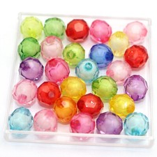 500 Mixed Transparent Color Acrylic Faceted Round Beads 10mm "Bead in Bead"