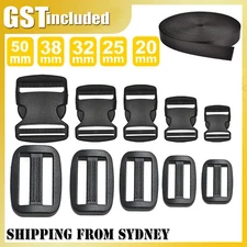 Slider Webbing Strap Tri Glide Buckle Side Release Clips Belt Buckles Kit