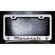 Maserati Custom Made Chrome Metal License Plate Frame Screw Caps Style 2