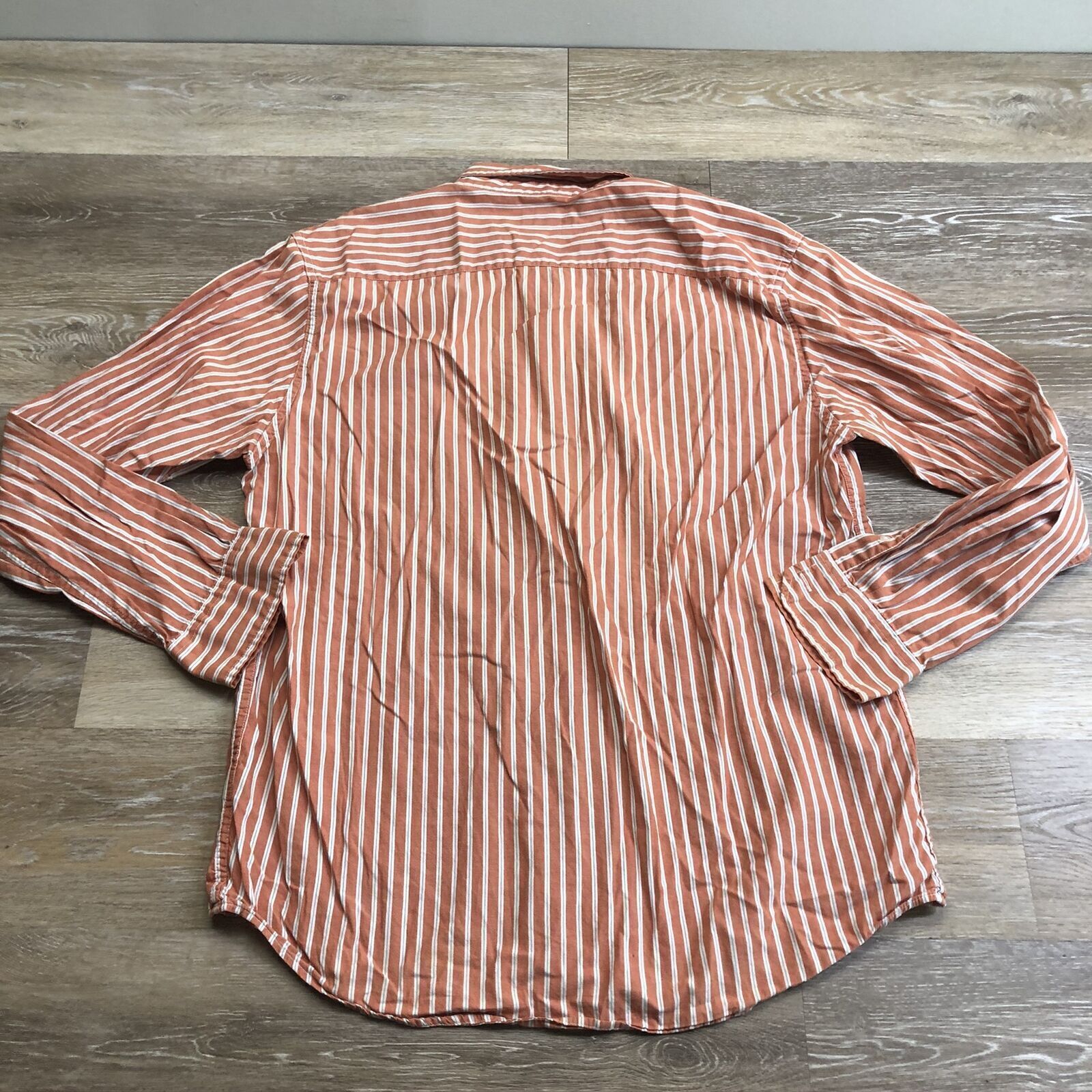 AMERICAN EAGLE Button Down Orange Striped Casual … - image 3
