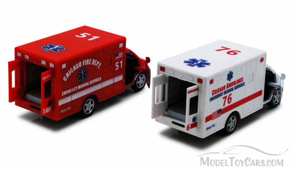 Chicago Rescue Team Ambulance White 5 Inch Diecast Car by Kinsmart