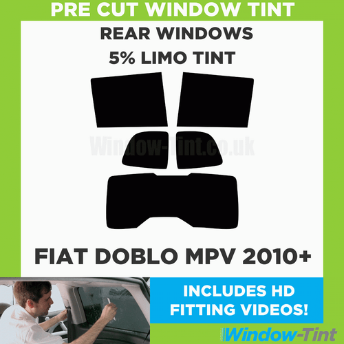 Pre Cut Window Tint for Fiat Doblo MPV 2010+ 5% Limo Black Rear Car Tinting Film - Picture 2 of 10