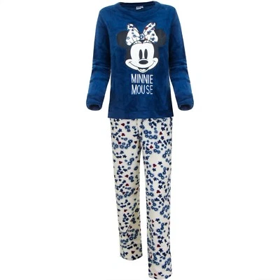 Disney Minnie Mouse Donna Pigiama Lungo Due Pezzi Pile di Corallo,Tuta Invernale