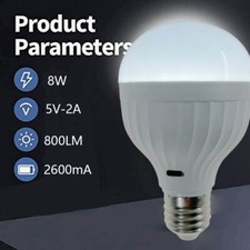 Emergency LED Light Bulb Dimmable Rechargeable Lamp Remote Control Type-C UK