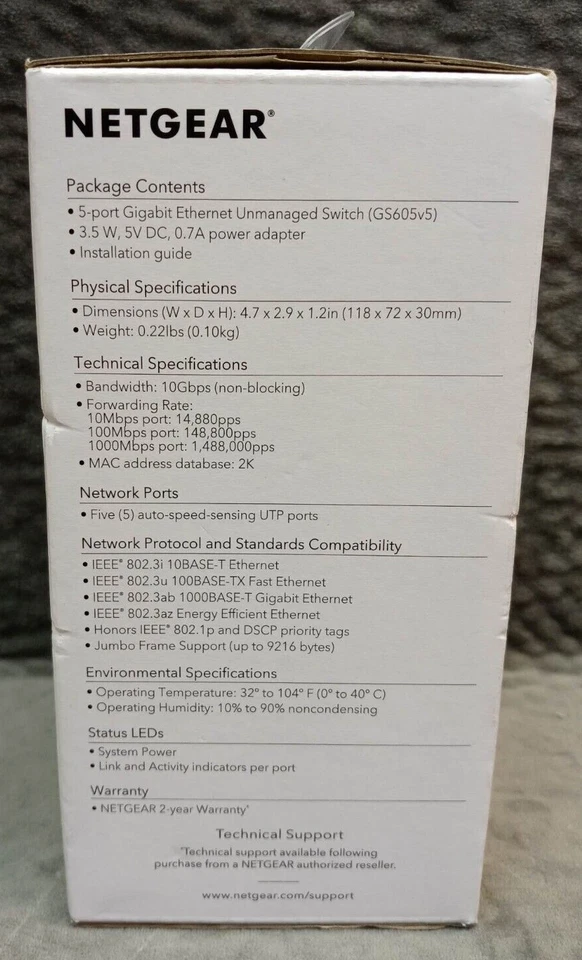 Netgear Business 5-Port Gigabit Ethernet Unmanaged Switch for Homes GS605NA - Image 2 of 3