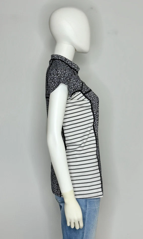 Patagonia Micro Swell Womens Rash Guard M Black White Short Sleeve Swim Top - Image 3 of 4