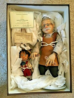 R. John Wright Geppetto and Pinocchio Doll 1995