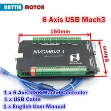 6 Axis NVCM Mach3 USB Stepper Motor Control Card CNC Motion Controller 12-32V DC
